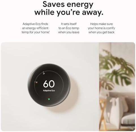 Google Nest Learning Thermostat (4th Gen, 2024) with Nest Temperature Sensor - Energy Saving Smart Thermostat with Adaptive Eco - Works with Alexa and Google Home App - Polished Obsidian - Image 4
