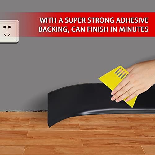 Vinyl Wall Base Baseboard Molding Trim 4" Flexible Self Adhesive Rubber Wall Base Moulding Trim Peel and Stick Design, 4 Inch x 100 Feet, Black - Image 4