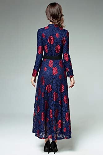 LAI MENG FIVE CATS Women's Flowy Lace Floral Hollow Out Short Sleeve Dress with Belt - Image 2