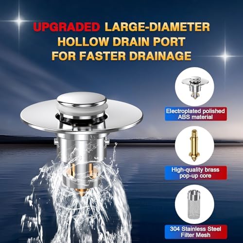 Bathroom Sink Drain Strainer, Pop Up Sink Drain Filter with Removable Stainless Steel Filter Basket Hair Catcher, Bathroom Sink Drain Stopper, for Us Bathroom Sink Stopper Replacement (4pcs) - Image 3