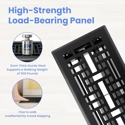 4x10 Inches Heavy Duty Walkable Floor Register Easy Adjust Air Supply Lever Floor Vents - Seattle Design - Vent Cover for Home Floor - Matte Black - Image 2