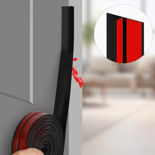 T-Shaped Silicone Seal Strip for Door & Windows Gaps, Weather Stripping Draft Stopper for Side Entry - 20Ft Black - Image 2