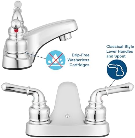 Pacific Bay Lynden Bathroom Sink Faucet - Metallic Plating Over Lightweight ABS Plastic (Chrome) - 2 Pack - Image 3