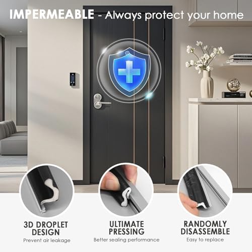 20FT Kerf Weather Stripping Door Seal Soundproof Weather Strips Seal Strip for Door Frame Exterior Weather Stripping (20FT,Black,4 Gaskets) - Image 4