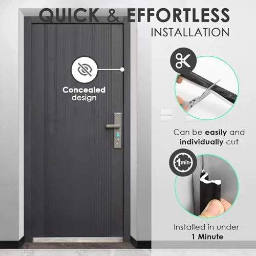 20FT Kerf Weather Stripping Door Seal Soundproof Weather Strips Seal Strip for Door Frame Exterior Weather Stripping (20FT,Black,4 Gaskets) - Image 5