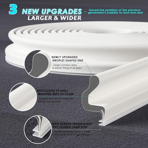 40FT Kerf Weather Stripping Door Seal Soundproof Weather Strips Seal Strip for Door Frame Exterior Weather Stripping (40FT,White,4 Gaskets) - Image 2