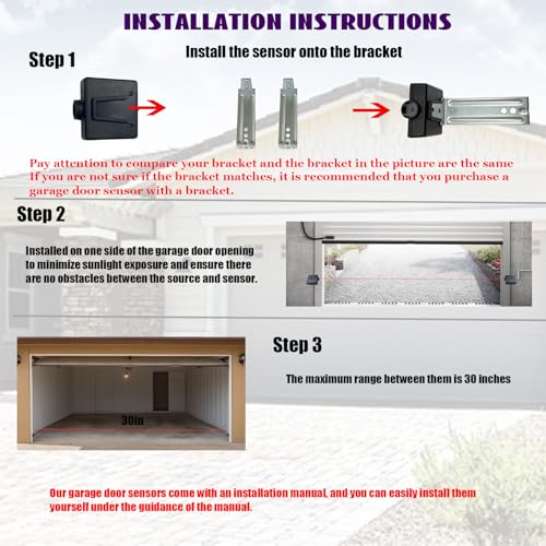 Garage Door Sensor GSTB-R STB-BL, Replacement for Genie/Overhead Garage Door Sensors, Garage Sensor for Genie Garage Door Openers Manufactured After 1993. (Receiving&Sending). - Image 4