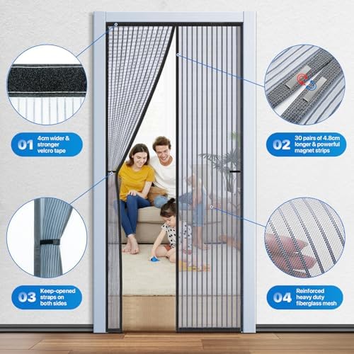 Heavy Duty Door Screen Magnetic Closure, LOVIGA Thickened Fiberglass Screen Door Mesh, Self Sealing, Tear Resistant, Easy Assemble, Fine Mesh Keep Bugs Out Fit Door Size 34 Inch X 82 Inch - Image 3