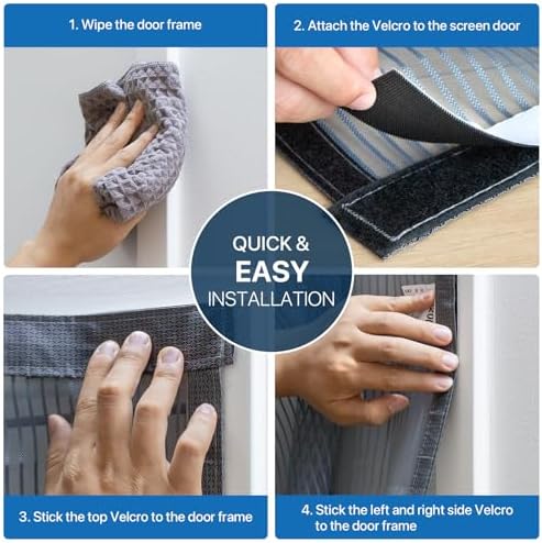 Heavy Duty Door Screen Magnetic Closure, LOVIGA Thickened Fiberglass Screen Door Mesh, Self Sealing, Tear Resistant, Easy Assemble, Fine Mesh Keep Bugs Out Fit Door Size 38 Inch X 82 Inch - Image 6