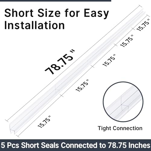 AmazerBath 5 PCS Shower Door Side Seal Strip -15.75 Inches x 5, 5 Sections Segmented Shower Installation Kit, Frameless Glass Door Seal Strip - Suitable for 1/2 Inch Glass - Image 3