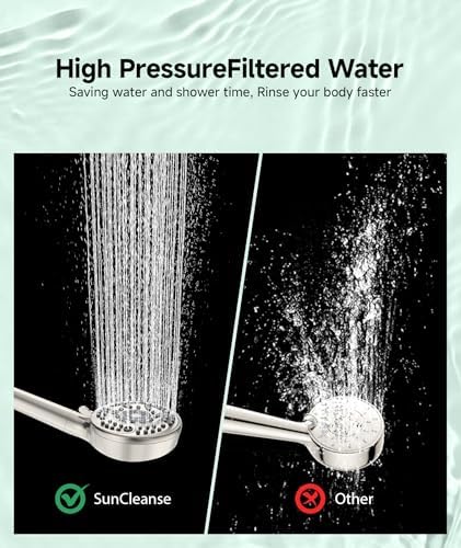 Filtered Shower Head with Handheld, 9-Spray Mode High Pressure Detachable Shower Head with Filters for Hard Water - Remove Chlorine Brushed - Image 6