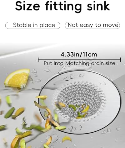 2 PCS Kitchen Sink Drain Strainer, Flippable Mesh Sink Strainer, 304 Stainless Steel Sink Screen, Easy Clean Large Basket Strainer, Anti-Clog Garbage Disposal Cover Fit for Standard Sink Drain - Image 5