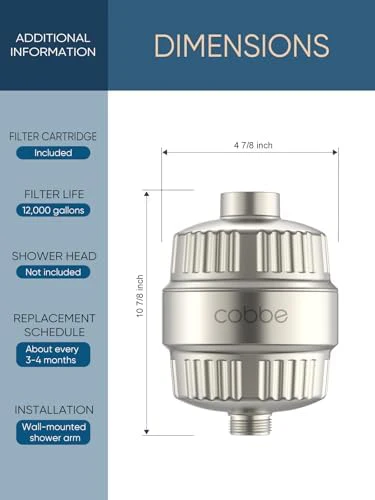Cobbe Shower Filter for Hard Water Shower Head Filter - with 2 Replaceable Filter Cartridges - High Output Shower Water Filter for Removing Chlorine and Harmful Substance, Brushed Nickel - Image 7
