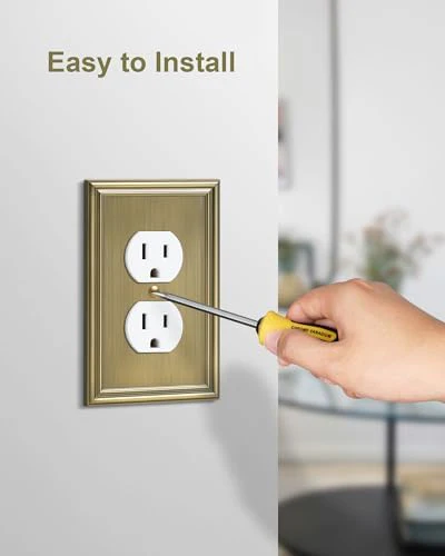 4-Pack Duplex Outlet Covers, Decorative Wall Plates for Electrical Outlets, Antique Brass Switch Plates and Outlet Covers, Durable Zinc Alloy Receptacle Cover, Corrosion Resistant - Image 5