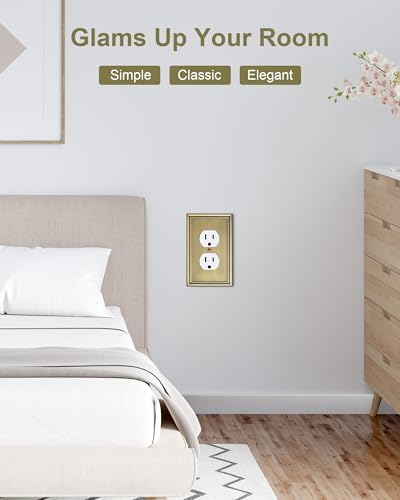 4-Pack Duplex Outlet Covers, Decorative Wall Plates for Electrical Outlets, Antique Brass Switch Plates and Outlet Covers, Durable Zinc Alloy Receptacle Cover, Corrosion Resistant - Image 6