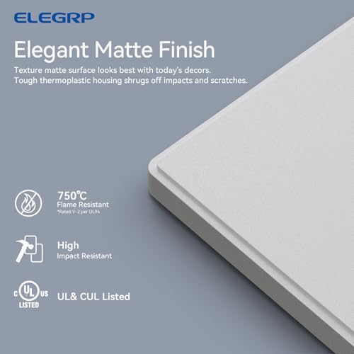 ELEGRP 4-Gang Screwless Decorative Wall Plates, Mid-Size Unbreakable Thermoplastic Faceplate Cover for Decorator Receptacle Outlet Switch, UL Listed (2 Pack, Matte White) - Image 2