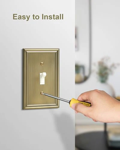 4-Pack Single Toggle Light Switch Cover Plate, Durable Solid Zinc Alloy Decorative Switch Plate Covers, Antique Brass 1 Gang Wall Plate, Corrosion Resistant - Image 5