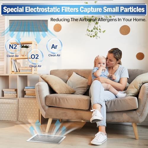 UBeesize Air Vent Filters, 20" x 120" Cut to Size Air Filter Material (80+ Filters), MERV 8 Triple Vent Filter Kit for Home Floor, Grilles, Ceiling, HVAC Furnace Vents, With 48PCs Adhesive Hook Tape - Image 6