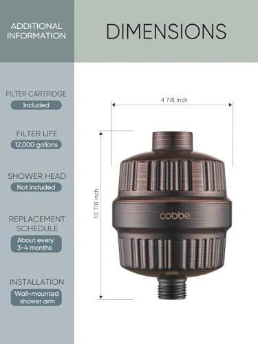 Cobbe HD HEAVY DUTY High Output Shower Filter – 99% REMOVAL Shower Head Filter for Hard Water, Heavy Metals, Chlorine and Harmful Substance, Improve your skin and hair - Oil Rubbed Bronze - Image 7
