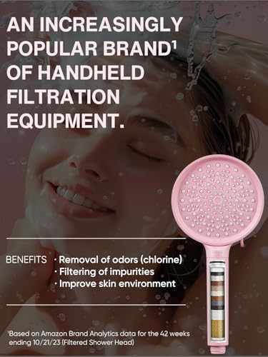 Cobbe Filtered Shower Head with Handheld, High Pressure 6 Spray Mode Showerhead with Filters, Water Softener Filters Beads for Hard Water - Remove Chlorine - Reduces Dry Itchy Skin, Pink - Image 2