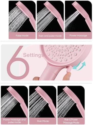 Cobbe Filtered Shower Head with Handheld, High Pressure 6 Spray Mode Showerhead with Filters, Water Softener Filters Beads for Hard Water - Remove Chlorine - Reduces Dry Itchy Skin, Pink - Image 8