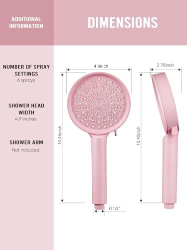 Cobbe Filtered Shower Head with Handheld, High Pressure 6 Spray Mode Showerhead with Filters, Water Softener Filters Beads for Hard Water - Remove Chlorine - Reduces Dry Itchy Skin, Pink - Image 9
