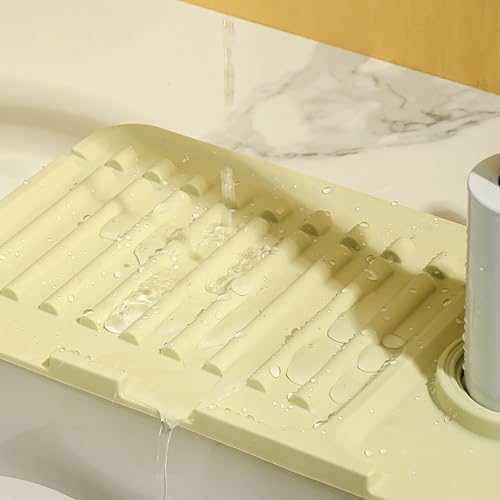 Faucet Mat for Kitchen Sink - 2024 Premium Upgrade: Enhanced Silicone Splash Guard with Rapid Drying & Dish Soap Sponge Holder, Perfect for Stone Sinks in Kitchen & Bathroom (Gray, 1 Pack) - Image 3