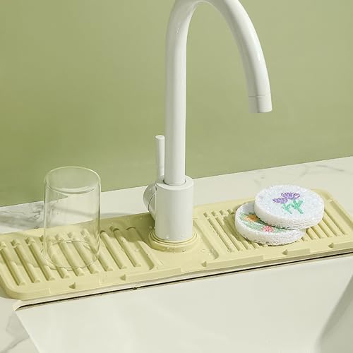 Faucet Mat for Kitchen Sink - 2024 Premium Upgrade: Enhanced Silicone Splash Guard with Rapid Drying & Dish Soap Sponge Holder, Perfect for Stone Sinks in Kitchen & Bathroom (Gray, 1 Pack) - Image 5