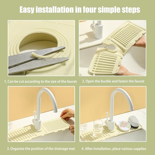 Faucet Mat for Kitchen Sink - 2024 Premium Upgrade: Enhanced Silicone Splash Guard with Rapid Drying & Dish Soap Sponge Holder, Perfect for Stone Sinks in Kitchen & Bathroom (Gray, 1 Pack) - Image 6