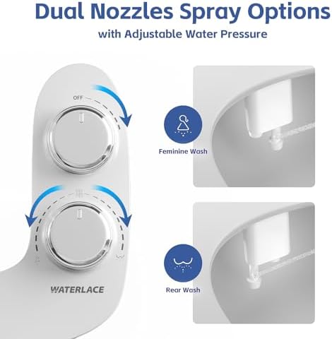 Bidet Attachment for Toilet, Self-Cleaning Dual Retractable Nozzles Bidet, Non-Electric Adjustable Water Pressure for Hygienic Rear & Feminine Wash, Easy Installation Ultra-Slim (White) - Image 3