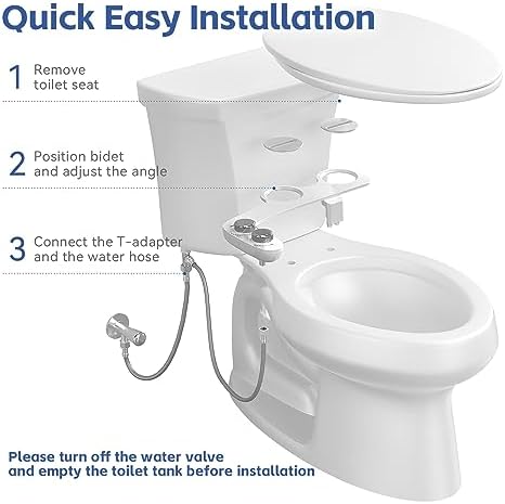 Bidet Attachment for Toilet, Self-Cleaning Dual Retractable Nozzles Bidet, Non-Electric Adjustable Water Pressure for Hygienic Rear & Feminine Wash, Easy Installation Ultra-Slim (White) - Image 6