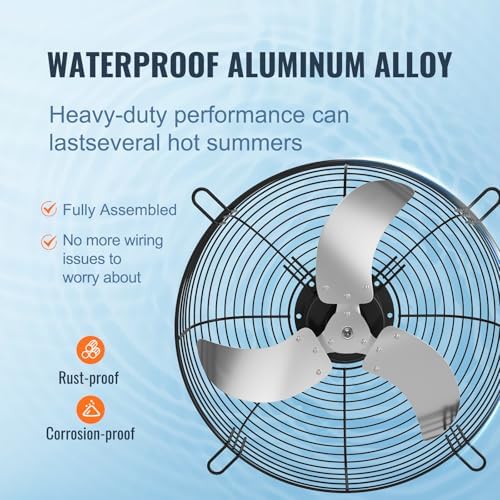 VEVOR 24 Inch Shutter Exhaust Fan Wall Mounted, High-Speed 3320CFM, Vent Fan For Garages, Shops, Greenhouse, Attic Ventilation, AC Motor, Fan Only - Image 4
