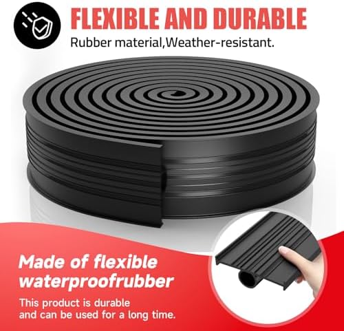 Jin&Bao Garage Door Bottom Weather Stripping Rubber Seal with T-Ends 5/16" - Protect Your Garage from Weather, Insects, and Dust with Premium Garage Door Draft Stopper(20FT, Black) - Image 2