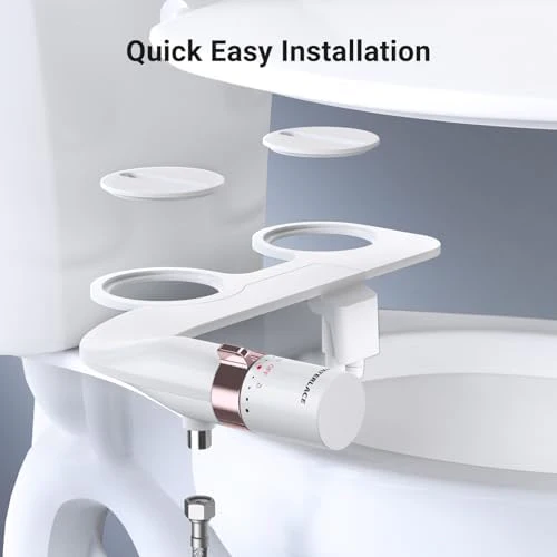 Bidet Attachment for Toilet, Dual Nozzle Bidet Toilet Seat, Non-Electric Ultra-Thin Bidets for Existing Toilets, Rear/Feminine Wash with Adjustable Water Pressure (Rose Gold) - Image 5