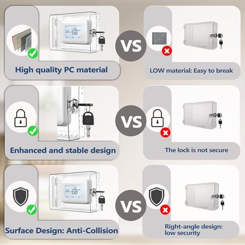 6 PCS Large Thermostat Lock Box Cover with Key, Clear Thermostat Cover with Lock Compatible with Home Thermostat On Wall, AC Lock Box Cover with Key Fits Thermostats 5" H x 6" W or Smaller - Image 3