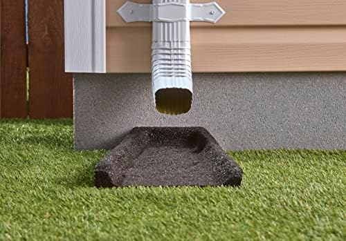 Rubberific 2 Pack Premium Rubber Downspout Splash Block, Rain Guard, Stone Textured Drain Extender (Black) - Image 4