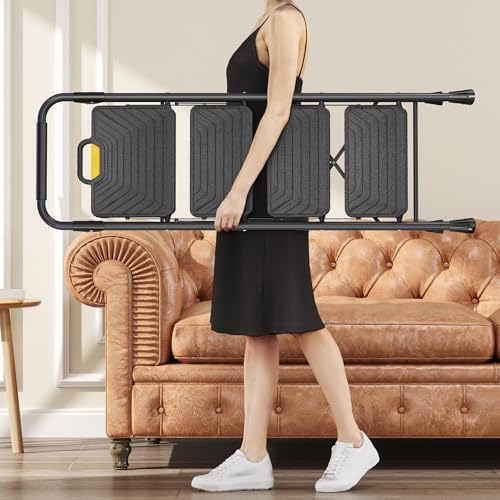 KINGRACK 4 Step Ladder, Sturdy Steel Step Stool with Anti-Slip Wide Pedals, Handrail, Safe-Lock Design, Pass 800lbs Load Testing, Folding Portable Ladder for Multi-Purpose, Home, Kitchen, Black - Image 7