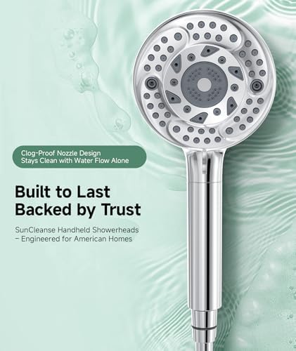 SunCleanse Filtered Shower Head with Handheld, 9-Spray Setting Detachable Showerhead with Filters, Shower Head for Hard Water - Filtered Chlorine, Improve Skin and Hair Texture, Chrome - Image 6
