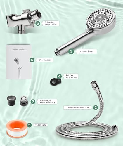 SunCleanse Filtered Shower Head with Handheld, 9-Spray Setting Detachable Showerhead with Filters, Shower Head for Hard Water - Filtered Chlorine, Improve Skin and Hair Texture, Chrome - Image 9