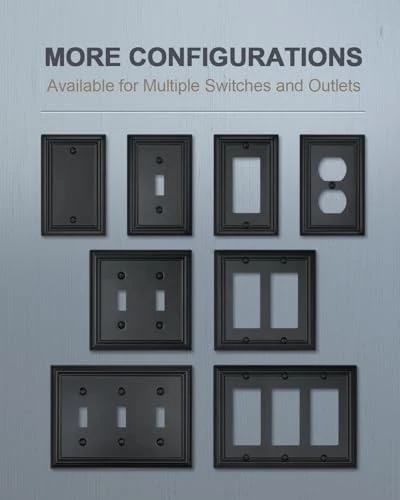 4-Pack Black Outlet Covers, Metal Duplex Wall Plates for Receptacles, Light Switch, Durable Electrical Outlet Cover Plates, 3.15''*4.88'', Midsize - Image 7