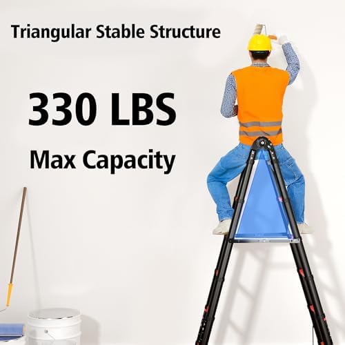 12.5FT Telescoping Ladder A Frame, Portable Extension Folding Ladder, Multi-Purpose Compact Telescopic Ladder for Household or Outdoor Work, 330lbs Max Capacity - Image 5