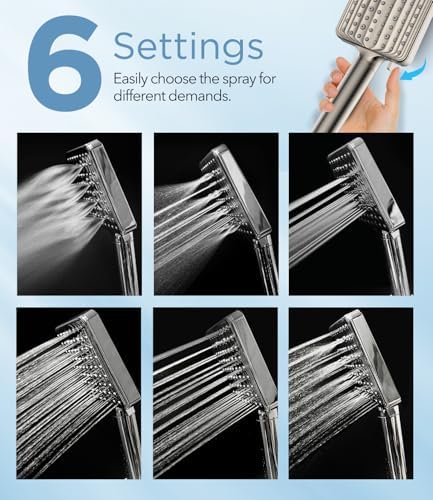 Filtered Shower Head - 6 Modes High Pressure Handheld Shower Head with Filter Mineral Beads, Detachable Handheld Showerhead Set with Stainless Steel Hose and Shower Arm Bracket (Brushed Nickel) - Image 5