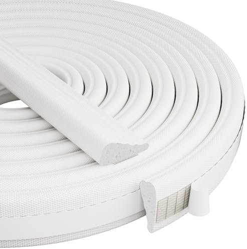 2Pcs×196" Wedge-Shape Foam Window Weather Stripping Door Seal Strip,Soundproofing Frame Insulation Tape for Exterior Front Door,Noise Cancelling Window Inserts,Door Gap Filler Light Blocker,White