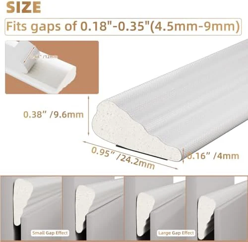 2Pcs×196" Wedge-Shape Foam Window Weather Stripping Door Seal Strip,Soundproofing Frame Insulation Tape for Exterior Front Door,Noise Cancelling Window Inserts,Door Gap Filler Light Blocker,White - Image 2