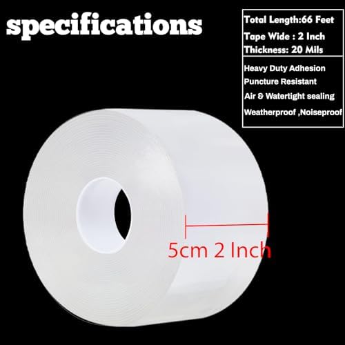Transparent Window Weather Sealing Tape 2 Inch x 66 FT Weather Stripping Residue-Free Clear Window Insulation Tape for Doors Windows and Shower Glass Gaps (2 in * 66 FT) - Image 2