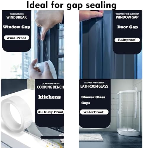 Transparent Window Weather Sealing Tape 2 Inch x 66 FT Weather Stripping Residue-Free Clear Window Insulation Tape for Doors Windows and Shower Glass Gaps (2 in * 66 FT) - Image 3