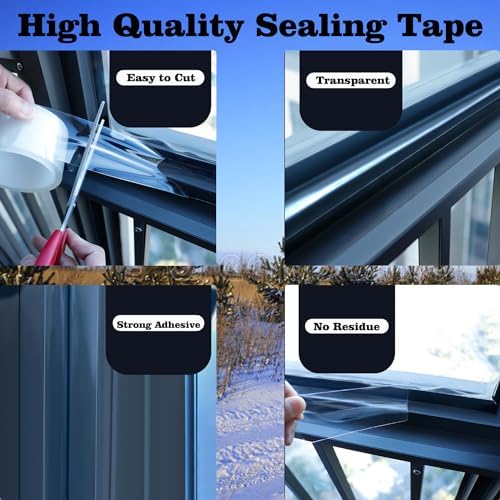 Transparent Window Weather Sealing Tape 2 Inch x 66 FT Weather Stripping Residue-Free Clear Window Insulation Tape for Doors Windows and Shower Glass Gaps (2 in * 66 FT) - Image 4