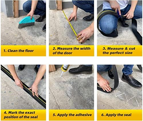 Jin&Bao Universal Garage Door Threshold Seal Strip 20FT Kit, Bottom Waterproof Rubber Weather Stripping Replacement(Black, 2 Adhesive) - Image 7