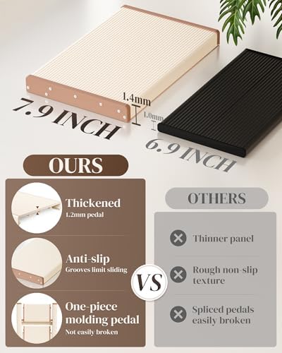 GameGem 3 Step Ladder, Folding Step Stool with Wider Pedal, Anti-Slip Feet & Non Slip Stripes, Aluminum Sturdy Material, 300Lbs Capacity, Elegant Look of Cream Chocolate Better Matches Your Home - Image 4