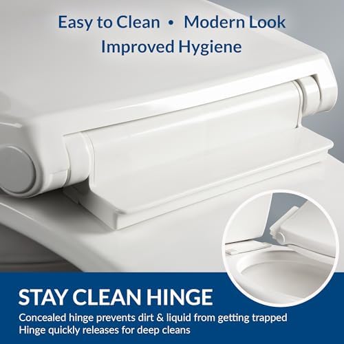Mayfair Preston Easy to Clean Single Hinge Toilet Seat, Modern Slow Close Plastic Toilet Seat, Made in USA, Round, White - Image 5